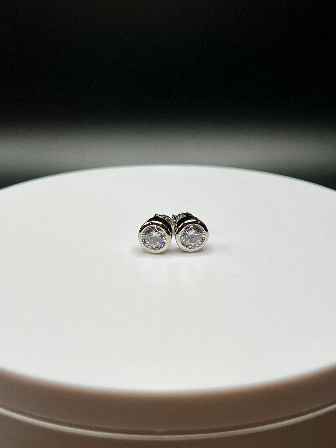 2 Ct TW Round Natural Diamond Stud Earrings – Full Bezel Setting