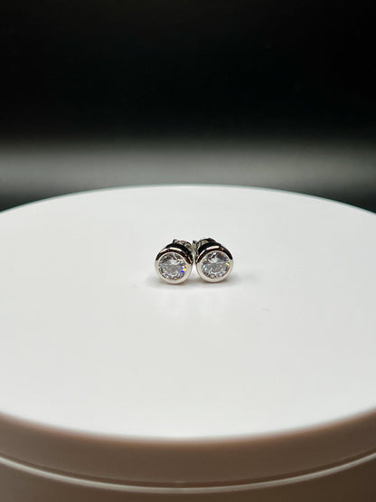 2 Ct TW Round Natural Diamond Stud Earrings – Full Bezel Setting