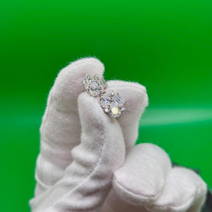 3 CTW Mixed Shape Natural Diamond Stud Earrings – Prong Cluster Setting