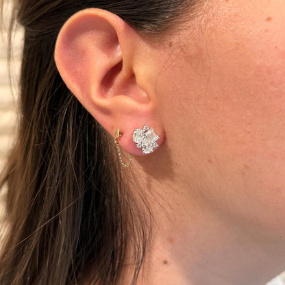 3 CTW Mixed Shape Natural Diamond Stud Earrings – Prong Cluster Setting