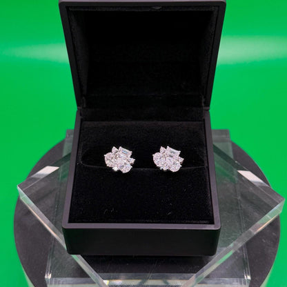 3 CTW Mixed Shape Natural Diamond Stud Earrings – Prong Cluster Setting