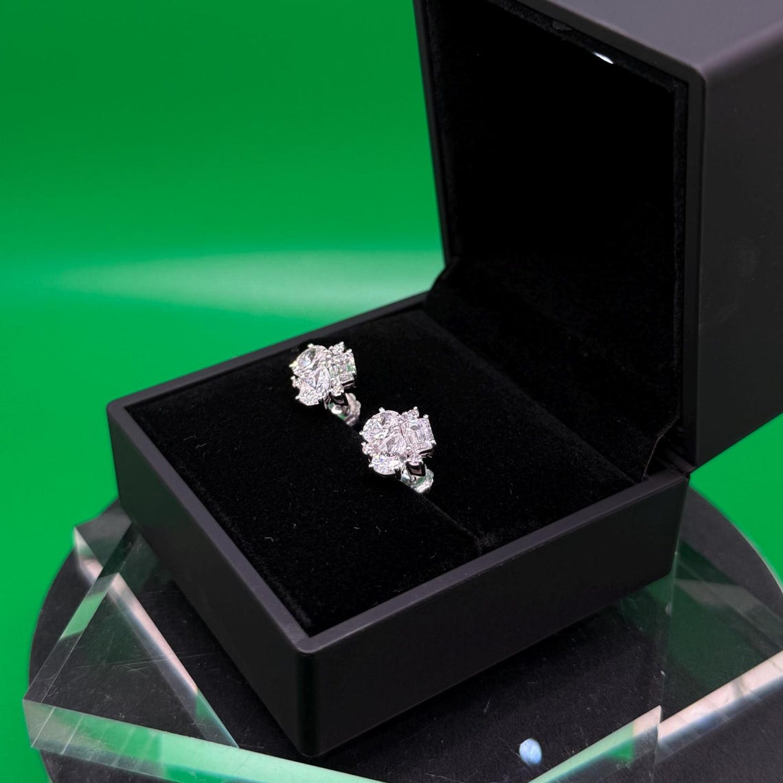 3 CTW Mixed Shape Natural Diamond Stud Earrings – Prong Cluster Setting