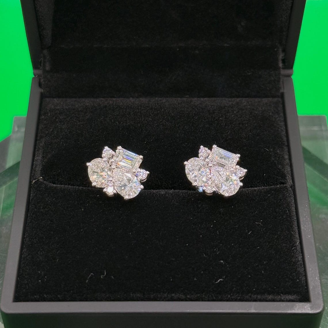 3 CTW Mixed Shape Natural Diamond Stud Earrings – Prong Cluster Setting