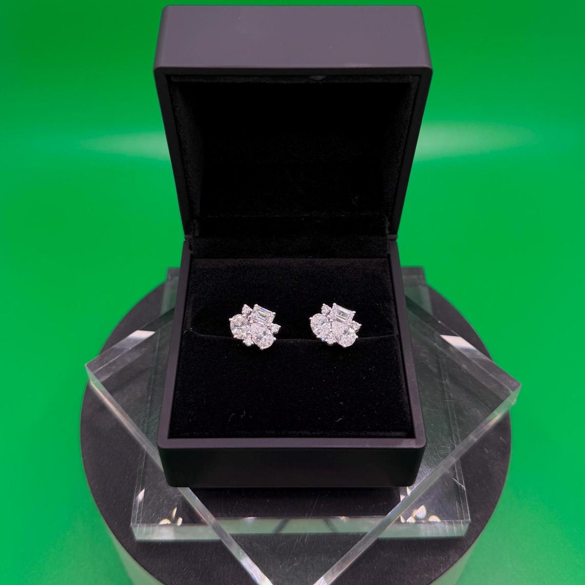 3 CTW Mixed Shape Natural Diamond Stud Earrings – Prong Cluster Setting