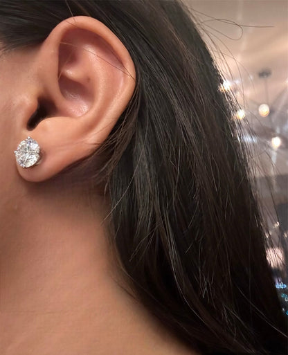 6 Ct TW Round Natural Diamond Stud Earrings — Four-Prong Basket Setting