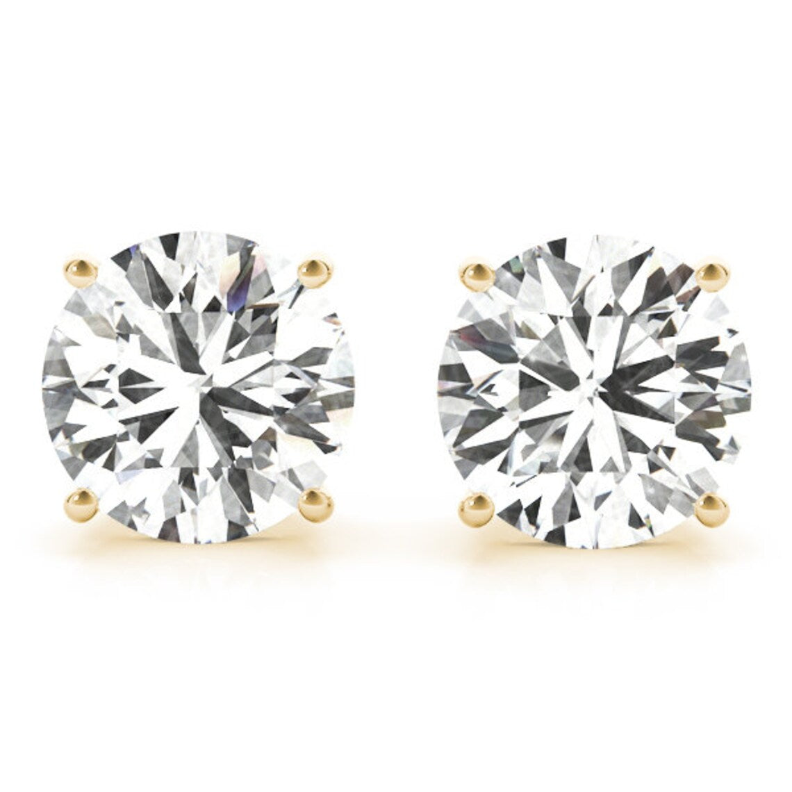 6 Ct TW Round Natural Diamond Stud Earrings — Four-Prong Basket Setting
