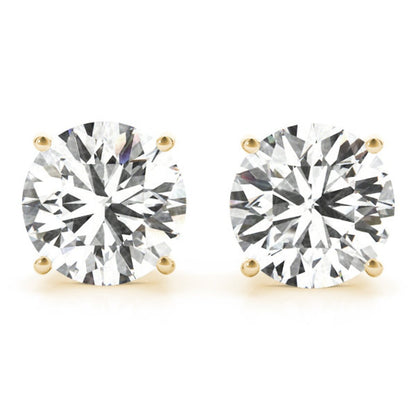 6 Ct TW Round Natural Diamond Stud Earrings — Four-Prong Basket Setting