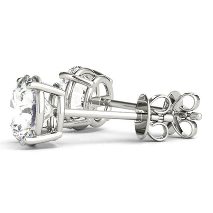 6 Ct TW Round Natural Diamond Stud Earrings — Four-Prong Basket Setting