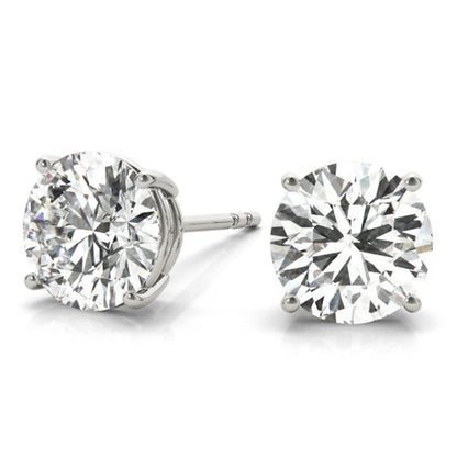 6 Ct TW Round Natural Diamond Stud Earrings — Four-Prong Basket Setting