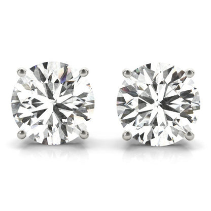 6 Ct TW Round Natural Diamond Stud Earrings — Four-Prong Basket Setting