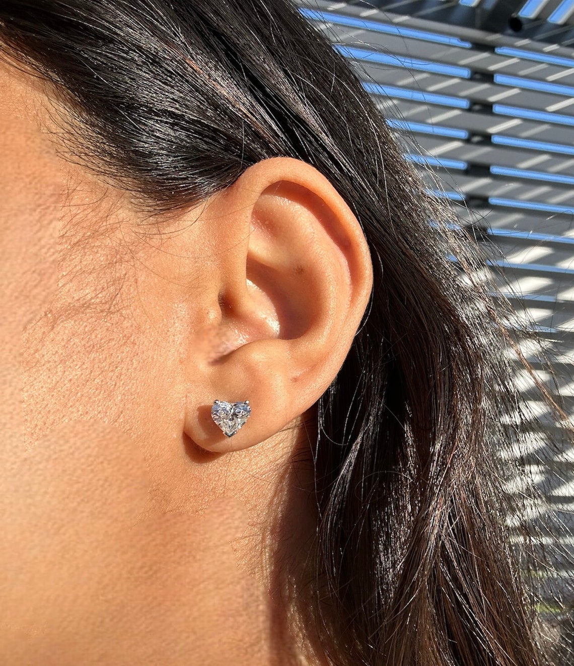 4 Ct TW Heart-Shaped Natural Diamond Stud Earrings — Three-Prong Setting