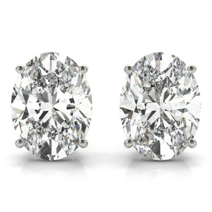 2 Ct TW Oval Natural Diamond Stud Earrings — Four-Prong Basket Setting
