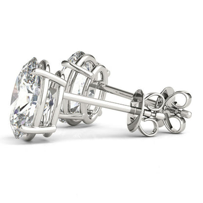 2 Ct TW Oval Natural Diamond Stud Earrings — Four-Prong Basket Setting