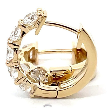 2 Ct TW Round Natural Diamond Hoop Earrings — Prong Setting