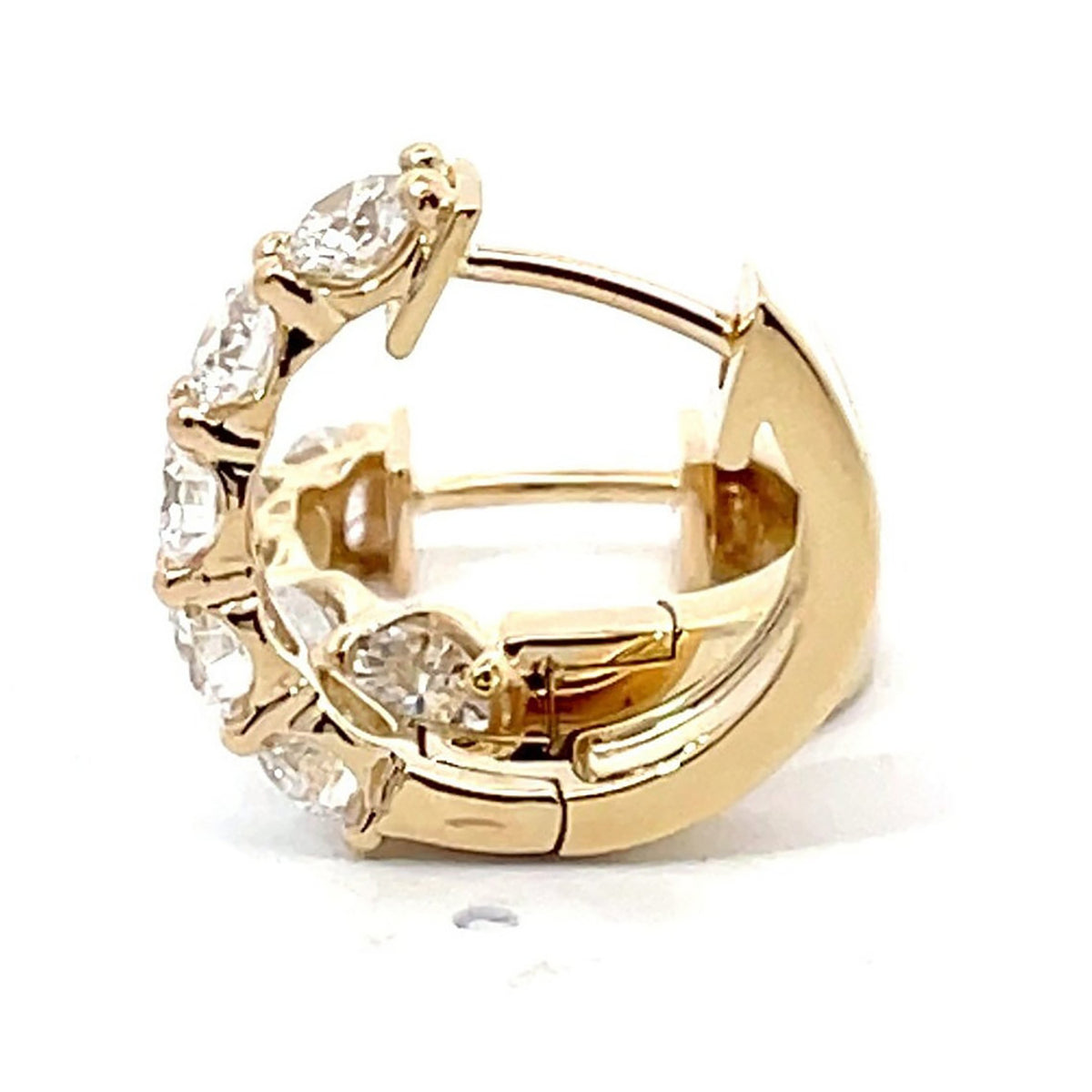 2 Ct TW Round Natural Diamond Hoop Earrings — Prong Setting