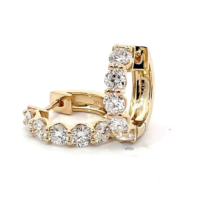 2 Ct TW Round Natural Diamond Hoop Earrings — Prong Setting