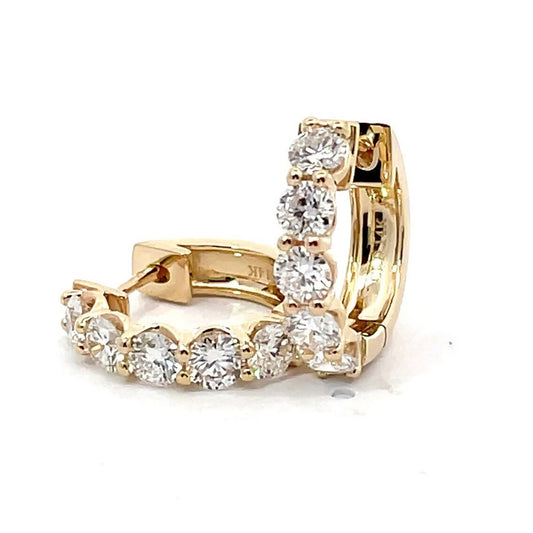 2 Ct TW Round Natural Diamond Hoop Earrings — Prong Setting