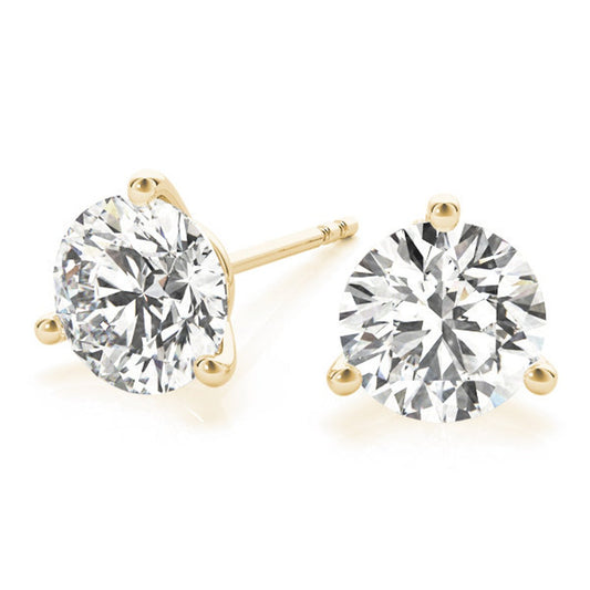 4 Ct TW Round Natural Diamond Stud Earrings — Three-Prong Setting