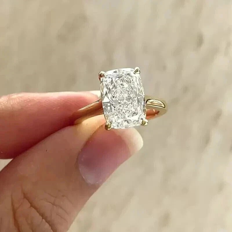 2 Ct Cushion-Cut Natural Diamond Solitaire Ring — Four-Prong Setting