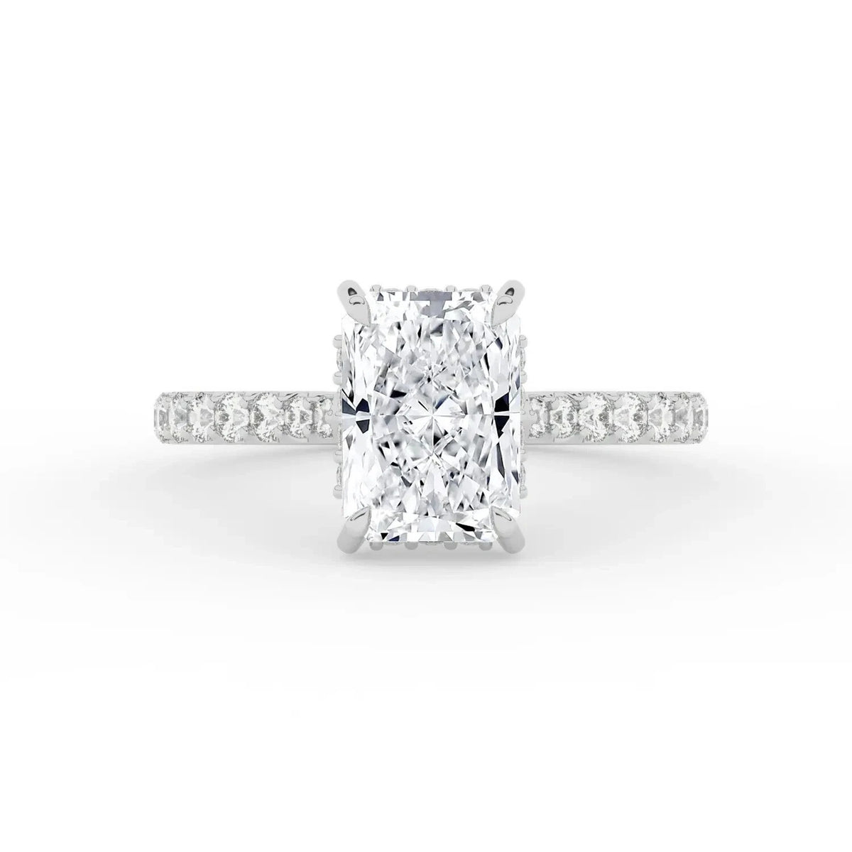 2 Ct Radiant-Cut Natural Diamond Ring — Hidden Halo Setting