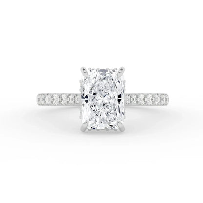2 Ct Radiant-Cut Natural Diamond Ring — Hidden Halo Setting