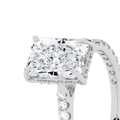 2 Ct Radiant-Cut Natural Diamond Ring — Hidden Halo Setting
