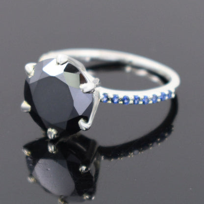 Certified 2 Ct Black Diamond Solitaire Ring in 925 Sterling Silver | Round Carbonado Engagement Ring