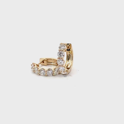 2 Ct TW Round Natural Diamond Hoop Earrings — Prong Setting