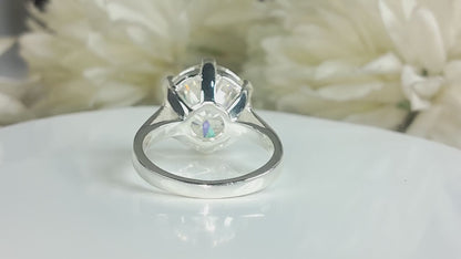 7.50 Ct Round Natural Diamond Solitaire Ring in 925 Silver — HPHT Treated