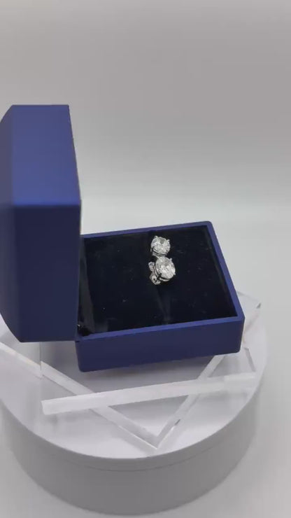 6 Ct TW Oval Natural Diamond Stud Earrings – Three-Prong Martini Setting