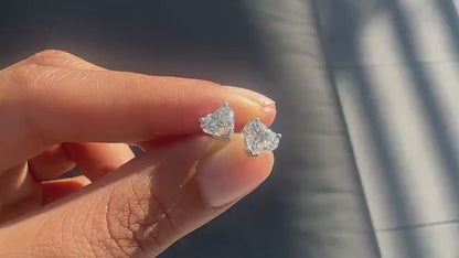 4 Ct TW Heart-Shaped Natural Diamond Stud Earrings — Three-Prong Setting
