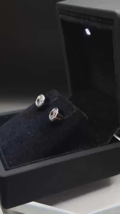 2 Ct TW Round Natural Diamond Stud Earrings – Full Bezel Setting